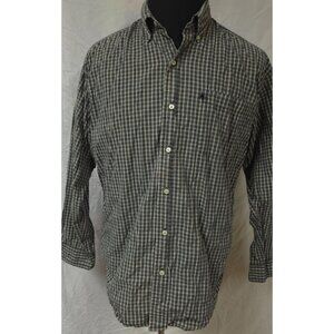 Ralph Lauren Jeans Co Mens Medium Green Plaid Flag Logo Preppy Button Down Shirt